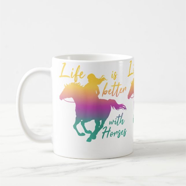 Mug La vie avec des chevaux Femmes Équitation Propriét (Gauche)