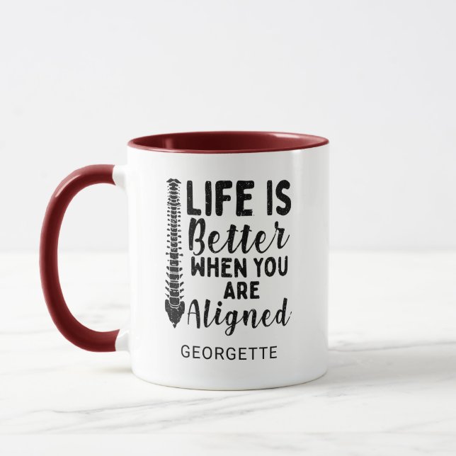 Mug La vie chiropraticienne est mieux alignée Maman An (Gauche)