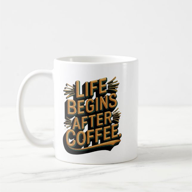 Mug La Vie Commence Après Le Café Retro Typographie Mu (Gauche)