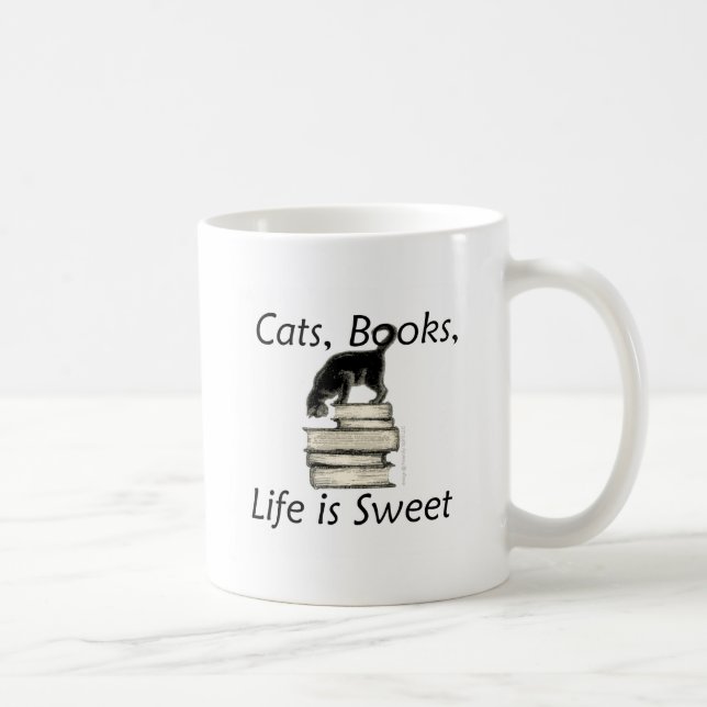 Mug La vie de livres de chats est douce (Droite)