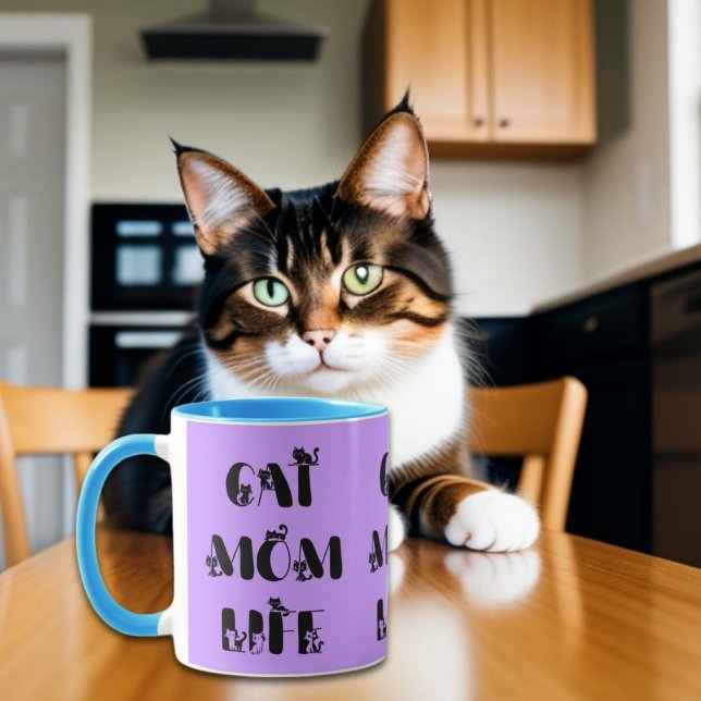 Mug La vie de maman chat moderne violet pour la fête d (Créateur téléchargé)