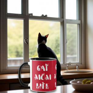 Mug La vie de maman de chat rouge Typographie Mignonne