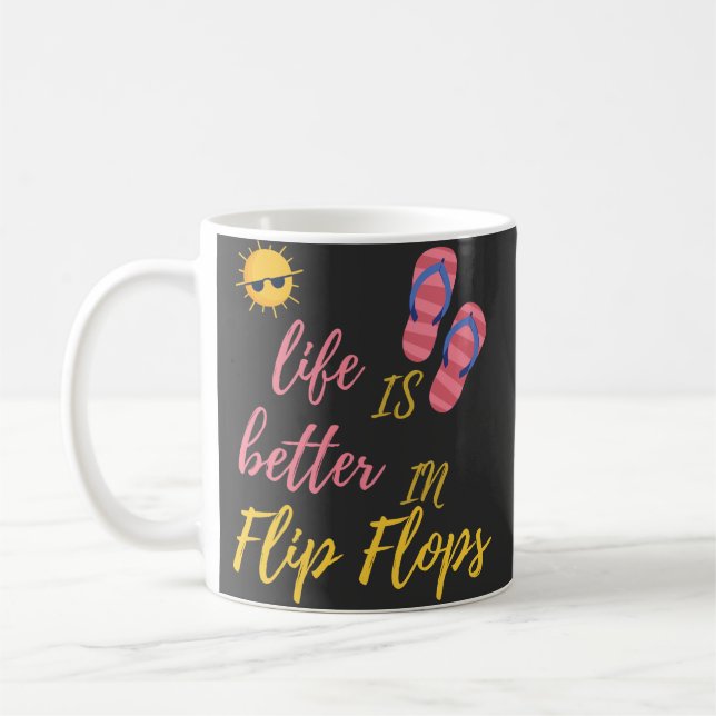 Mug La Vie Drôle Est Mieux À Flip Flops Summer Beach (Gauche)