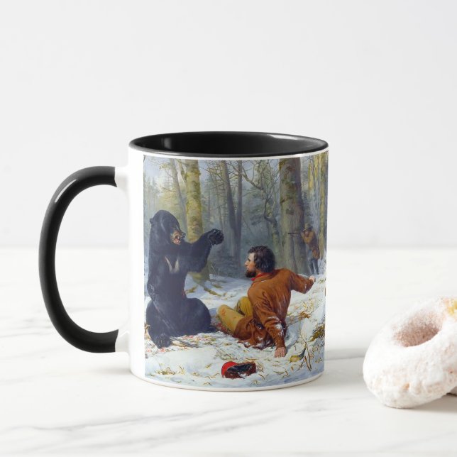 Mug La vie d'un chasseur  Une situation serrée Arthur  (Avec donut)