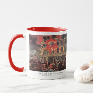 Mug La vie d'un pompier, pompiers vintage luttant cont