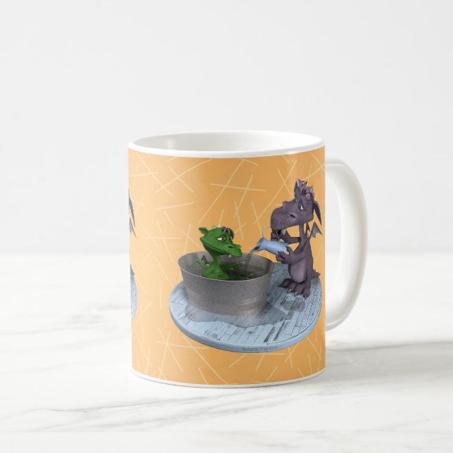 Mug La vie en petit dragon : l'heure du bain (Devant droit)