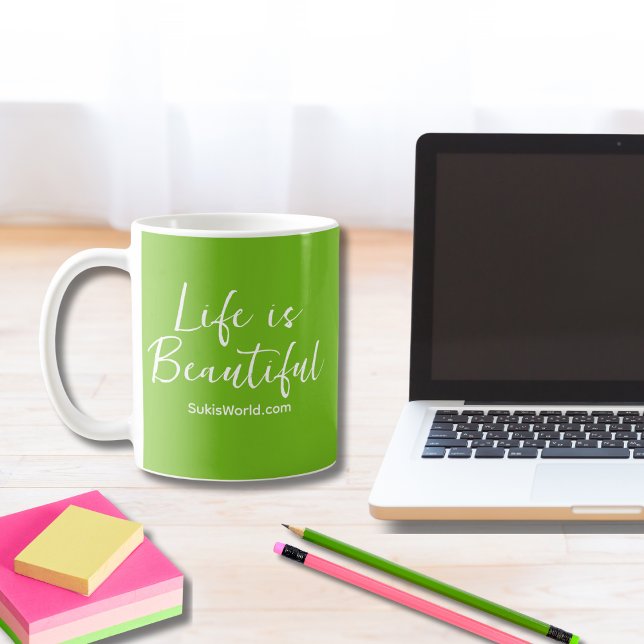 Mug La vie est belle Blog Marque Site - Vert (Créateur téléchargé)
