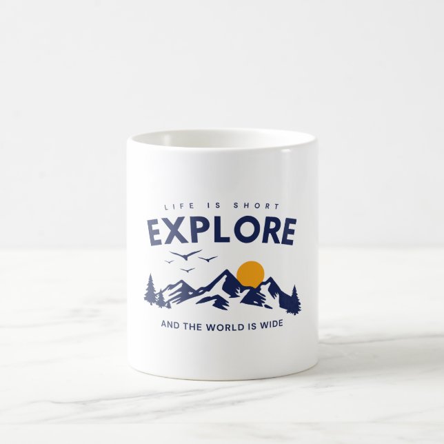 Mug La vie est courte et le monde est vaste Citation E (Centre)