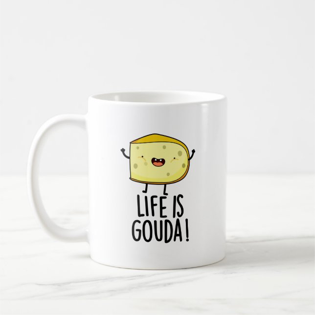 Mug La Vie Est Gouda Amusant Pun Au Fromage Positif (Gauche)