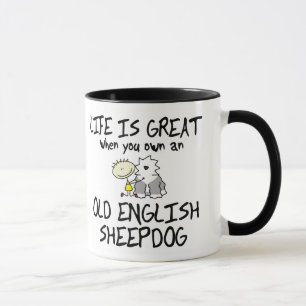 Mug La vie est grand vieux chien de berger anglais