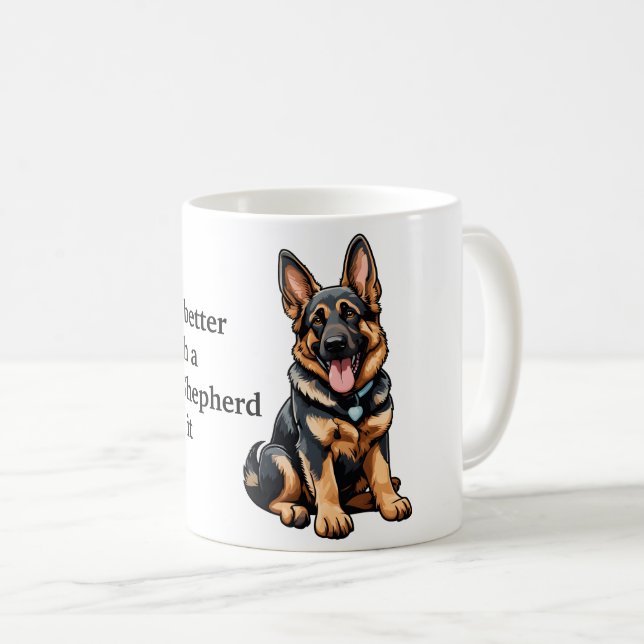 Mug La vie est meilleur berger allemand (Devant droit)