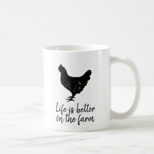 Mug La vie est meilleure à la ferme drôle poulet noir