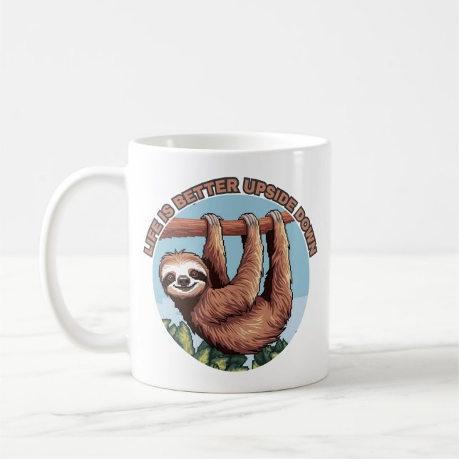 Mug La vie est meilleure à l'envers Hanging Sloth (Gauche)