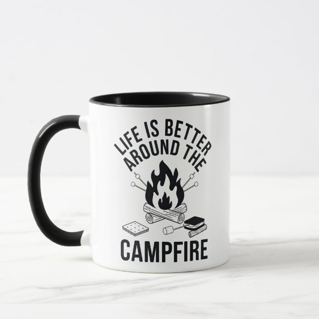 Mug La vie est meilleure autour du design de feu de ca (Gauche)