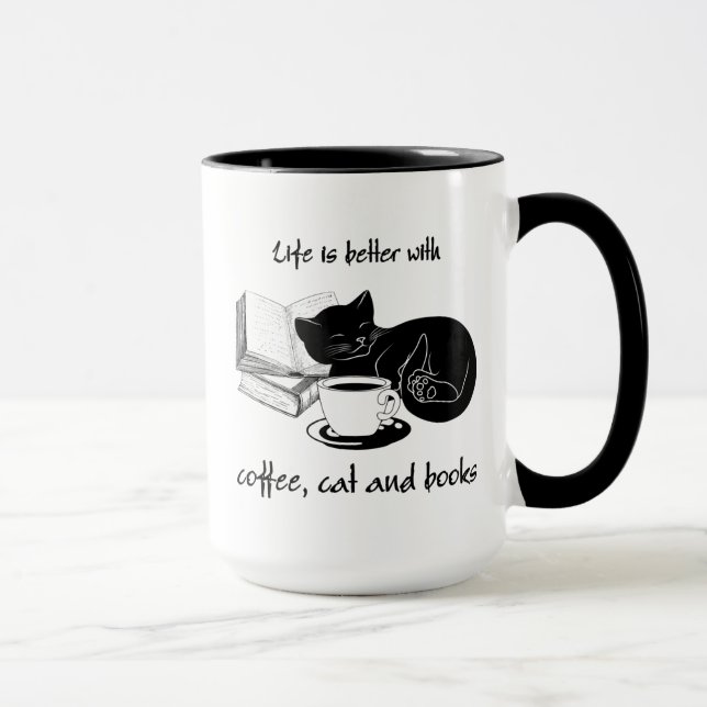 MUG LA VIE EST MEILLEURE AVEC CAFÉ À CAFÉ ET LIVRES (Droite)