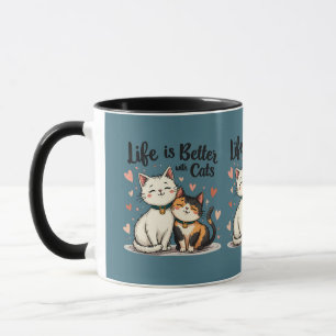 Mug La vie est meilleure avec des chats esthétique de