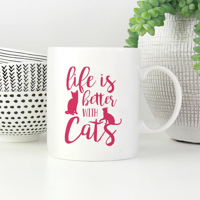 Mug La Vie Est Meilleure Avec Les Chats | AMOUREUX DES (Créateur téléchargé)