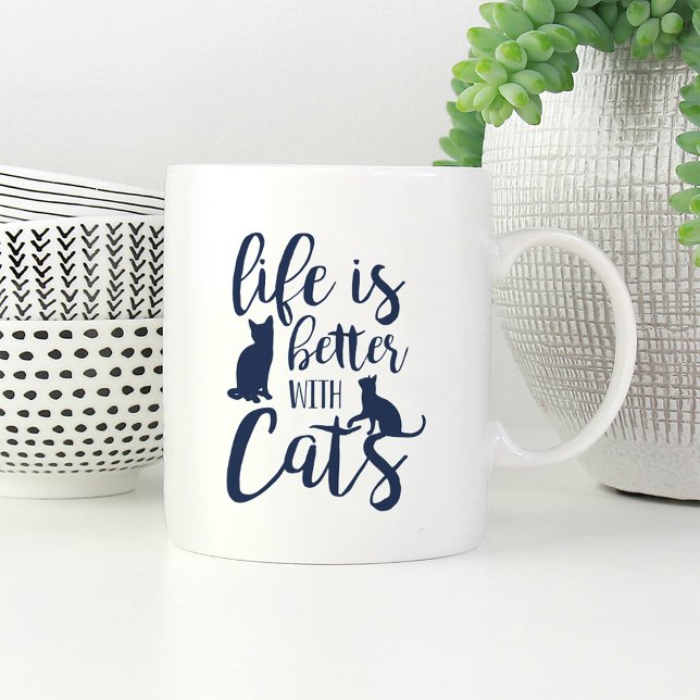Mug La Vie Est Meilleure Avec Les Chats | AMOUREUX DES (Créateur téléchargé)