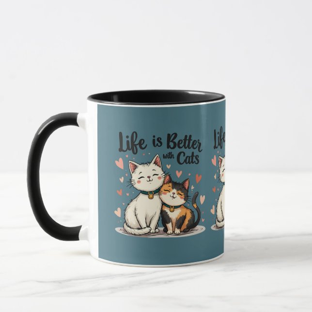 Mug La vie est meilleure avec les chats mignonne Chat  (Gauche)