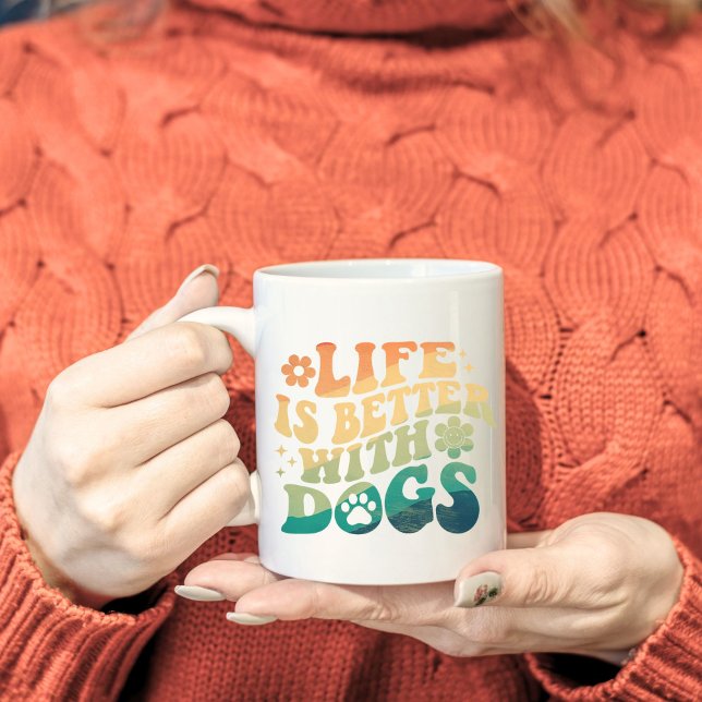 Mug La Vie Est Meilleure Avec Les Chiens Retro Photo S (Créateur téléchargé)