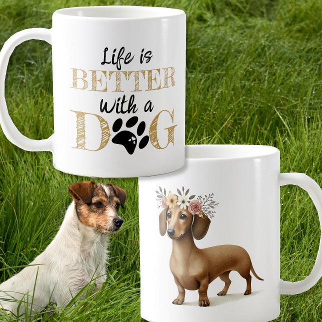 Mug La vie est meilleure avec un cadeau de teckel (Créateur téléchargé)
