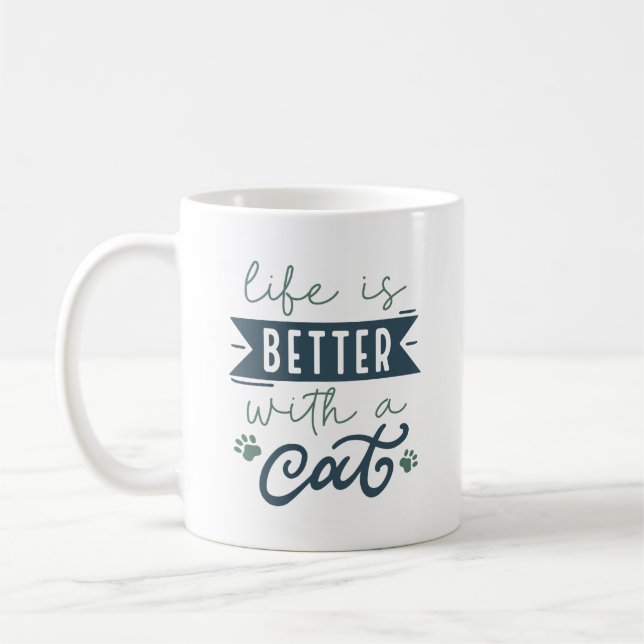 Mug La Vie Est Meilleure Avec Un Chat (Gauche)
