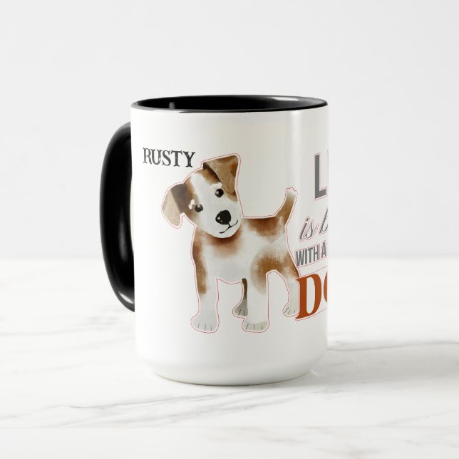 Mug "La vie est meilleure avec un chien" avec un chiot (Devant gauche)