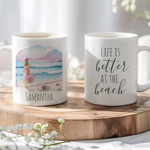 Mug La vie est meilleure dans les cafés de plage