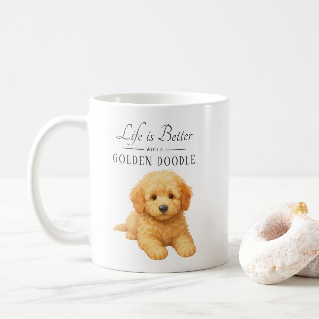 Mug La vie est meilleure Golden Doodle (Avec donut)