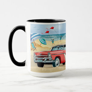 Mug La Vie Est Mieux À La Plage Retro Camper Scène