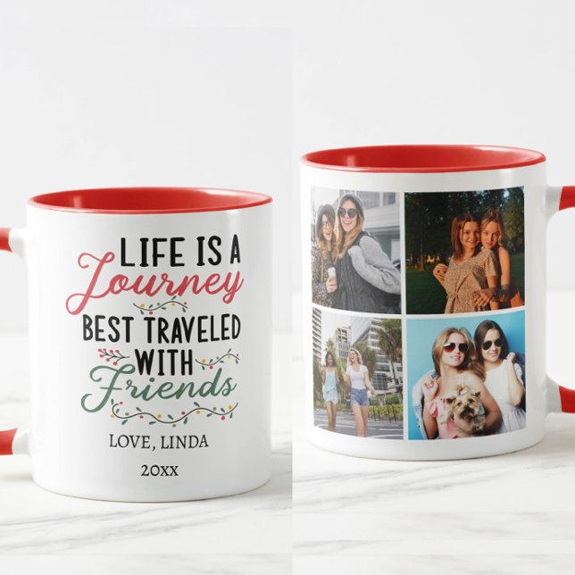 Mug La vie est un voyage le mieux voyagé & 4 amis Phot (Créateur téléchargé)