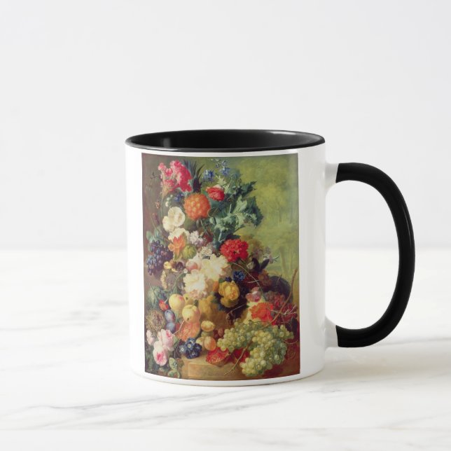 Mug La vie toujours avec les fleurs et le fruit (Droite)