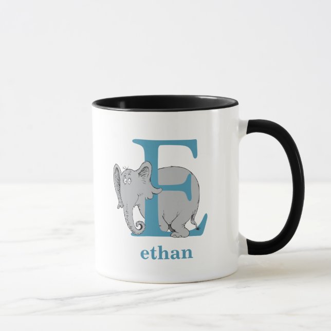 Mug L'ABC de Dr Seuss : Lettre E - Bleu | Ajoutez votr (Droite)