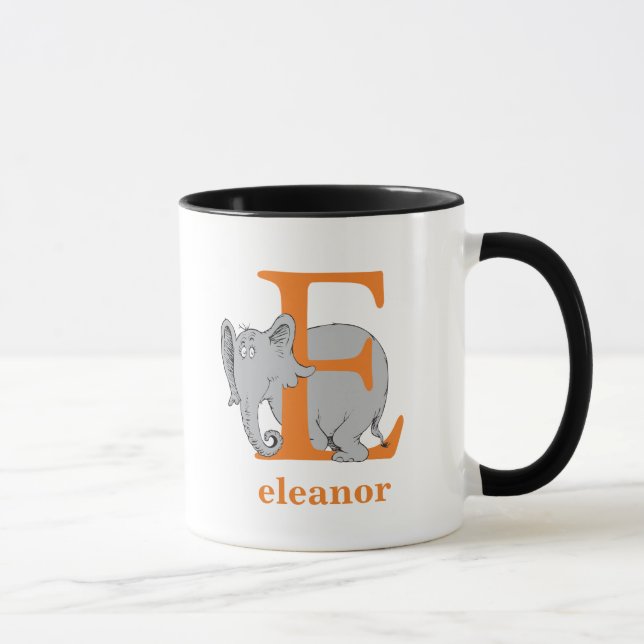 Mug L'ABC de Dr Seuss : Lettre E - Orange | Ajoutez vo (Droite)