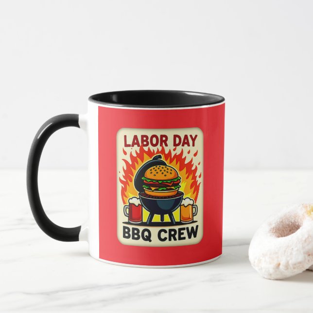 Mug Labor Day BBQ Crew Flame Grill Shirt – Worker Holi (Avec donut)