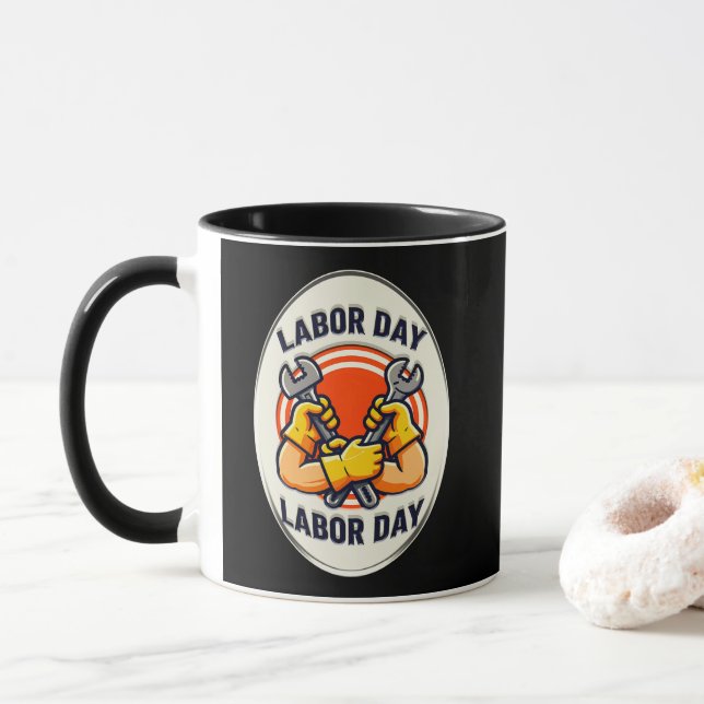 Mug Labor Day Worker Badge Tools Design (Avec donut)