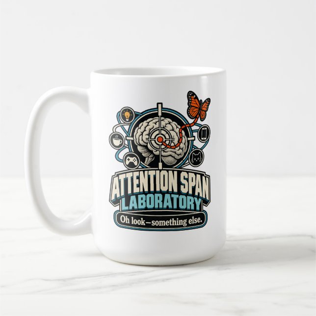 Mug Laboratoire de la durée d'attention – Oh regardez  (Gauche)