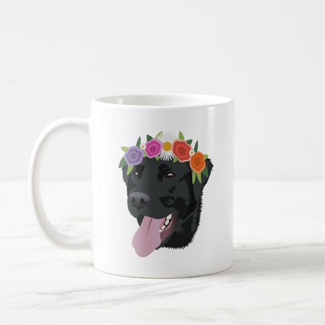Mug Laboratoire noir de la couronne de fleurs (Gauche)