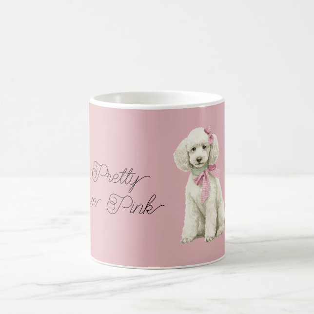 Mug Labradoodle Blanc Chien Rubans Roses (Centre)
