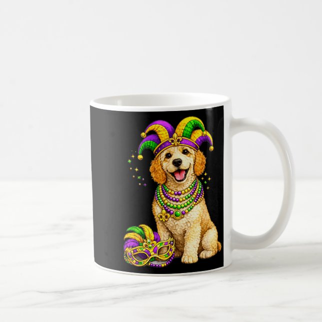 Mug Labradoodle chien à thème Mardi Gras mignon  (Droite)