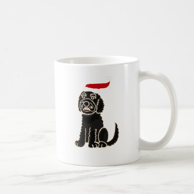 Mug Labradoodle noir drôle dans l'art de Noël de (Droite)