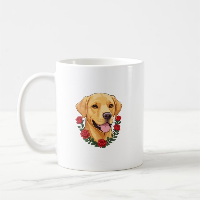 Mug Labrador avec des roses rouges (Gauche)