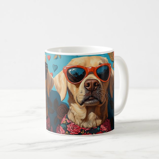 Mug Labrador avec Roses de coeur Saint-Valentin (Devant droit)