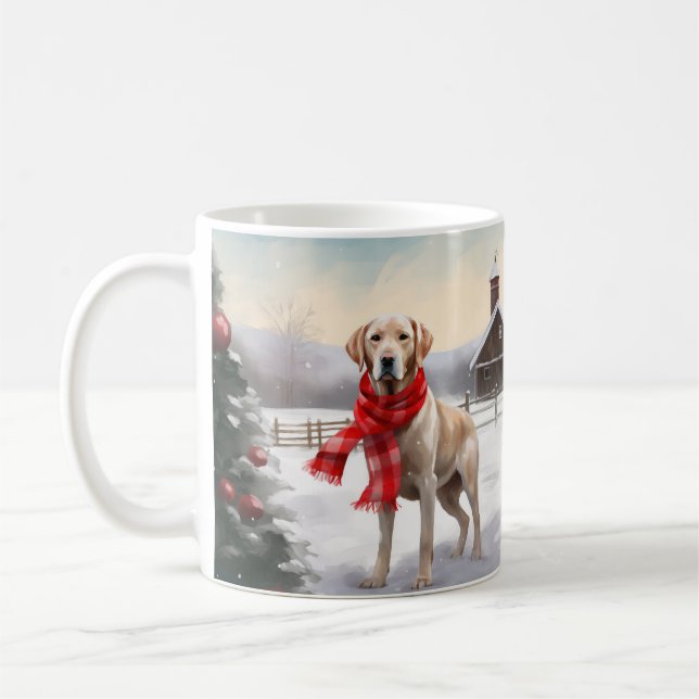 Mug Labrador dans la neige de Noël (Gauche)