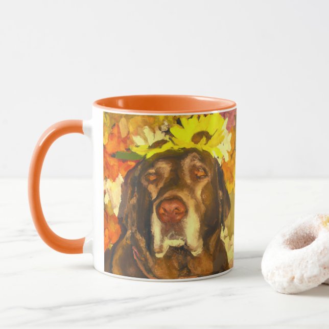 Mug Labrador en fleurs (Avec donut)