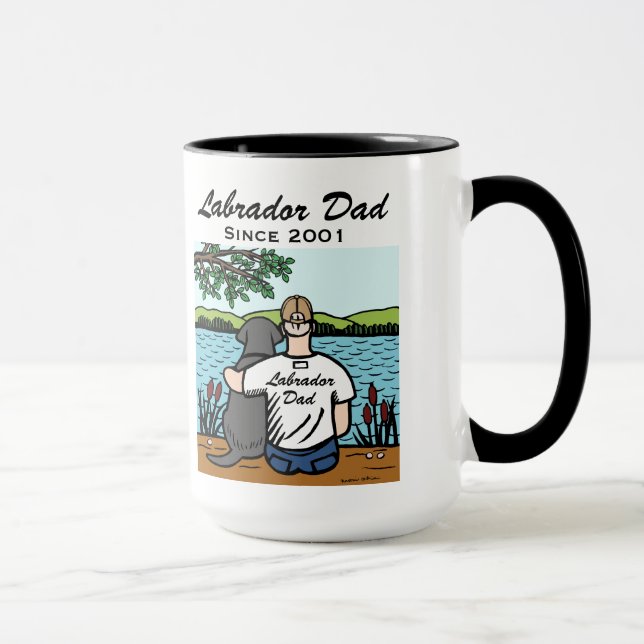 Mug Labrador et papa noirs personnalisés (Droite)