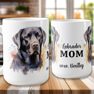Mug Labrador MOM Amoureux des chiens personnalisé Blac