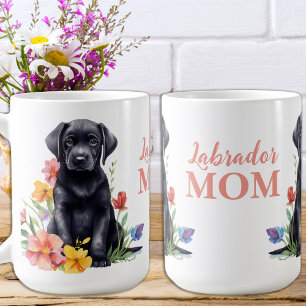 Mug Labrador Mom Chien mignon Moderne Floral Chiot