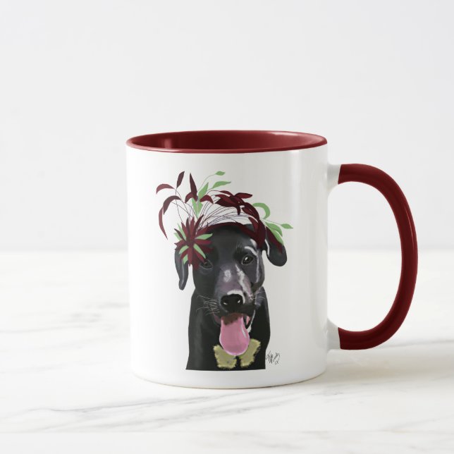 Mug Labrador Noir Avec Fascinateur Vert (Droite)