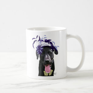 Mug Labrador noir avec Fascinator bleu